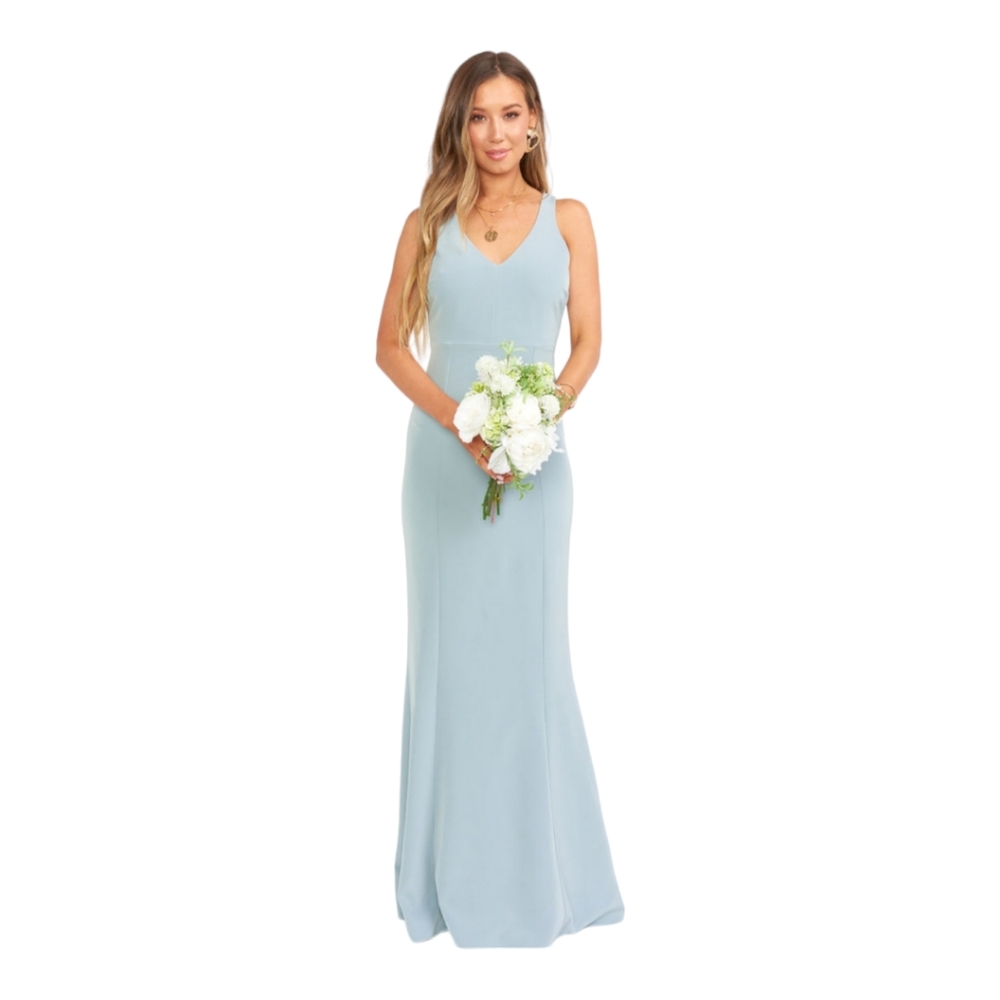 Show Me Your Mumu NWT Morgan Gown in Silver Sage Stretch Crepe Size‎ XXS